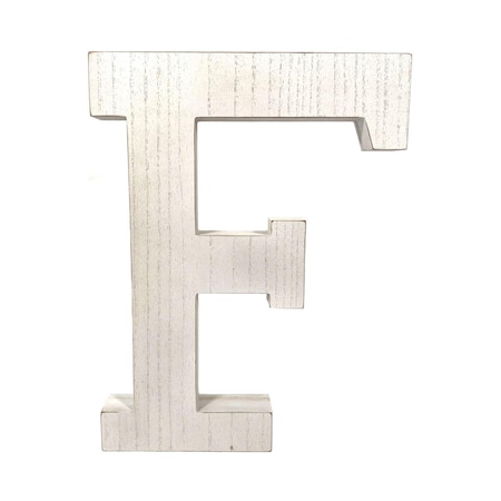 Palacedesigns 16 in. Distressed Wooden Initial Letter F Sculpture, White Wash PA3096520